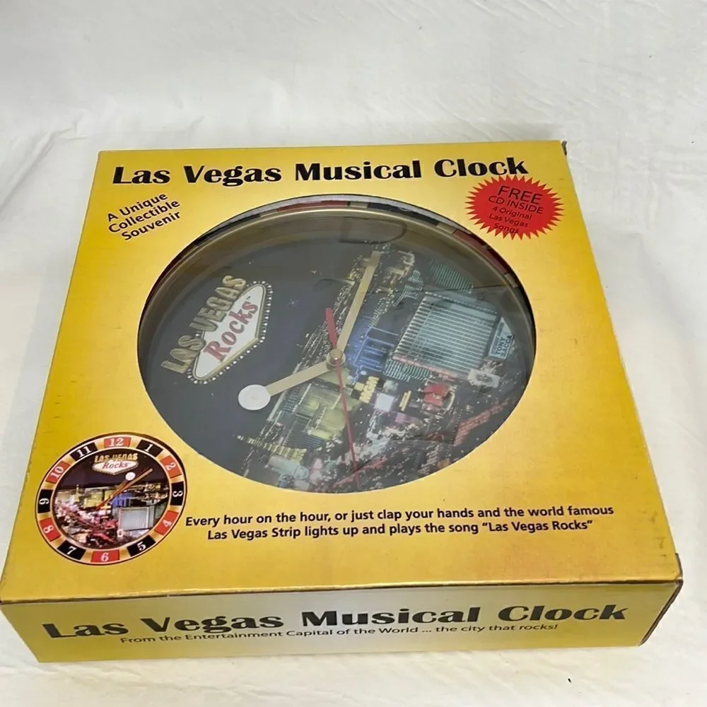 Las Vegas Musical Clock Collectible Souvenir Free CD Included 4 Original Songs